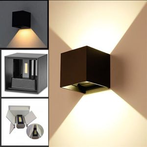 Lampada da parete a LED impermeabile 7W 12W su e giù per esterni Applique da parete IP65 Illuminazione a cubo montata su superficie per la decorazione di edifici 85-265VA197A