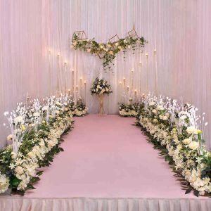 Faux Floral Greenery 100 cm e 50 cm flores artificiais personalizadas para suprimentos de arranjo de parede de casamento peônias de seda fileira de flores falsas LL