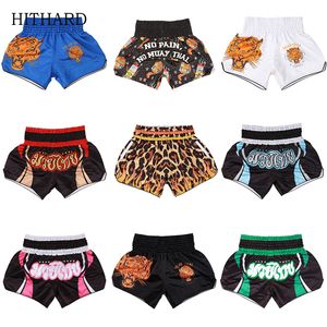 Pantaloncini da uomo Muay Thai Pantaloncini Leopard Tiger Stampa Kick Boxing Pantaloncini Bambini Adulti Uomo Donna Fight Kickboxing Pantaloni Allenamento in palestra Abbigliamento MMA 230726