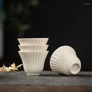 Copos Pires Cerâmica Artesanal em Forma de Pétala Master Cup Porcelana Simples Escritório Pequeno Chá Criativo Doméstico Caneca de Água Drinkware