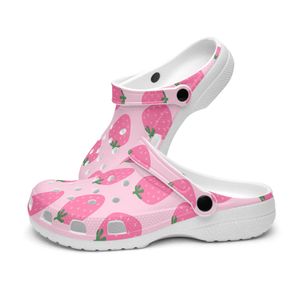 DIY Custom Shoes Slippers Mens Womens Клубника с розовыми фоновыми кроссовками. Тренеры 36-48
