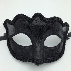 Black Venice Masks Masquerade Party Mask Christmas Gift Mardi Gras Man Costume Sexig spets fransad Gilter Woman Dance Mask G563235O
