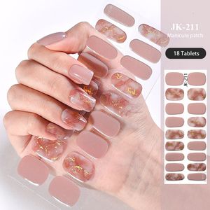 Stickers Decals Golden Marble Gel Nail Strips Patch Sliders Flowers Gradient Color Adhesive Full Cover Gel Nail Stcikers UV Lamp Cured Manicure 230726