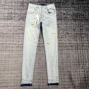 Tasarımcı kot pantolon mor pantolon pantalonlar yırtılmış düz normal denim gözyaşları yıkanmış eski longbg7q