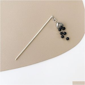 Forcine per capelli Hollow Valley Lily Of The Cool Chinese Vintage Metal Beaded Nappa Pan Hairpin Advanced Design Drop Delivery Products Acces Dh7R8