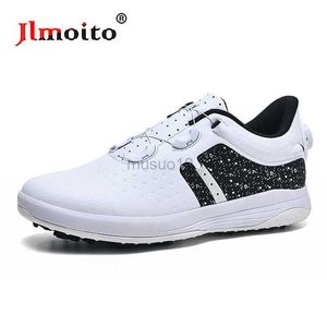 Inne produkty golfowe mężczyzn skórzane buty golfowe bez poślizgu Spikes Golf Sneakers Golf Treakers Sneakers Spinkle Kobiety Golf Athletic Buty Szybkie sznurowanie HKD230727