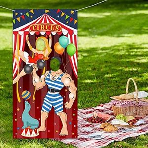 Lådor 1 PCS Party Supplies Carnival Circus Party Decoration Carnival Photo Door Banner Backdrop Props