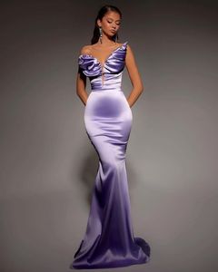 Elegant Plus Size Purple Mermaid Evening Dresses For Women Sweetheart Draped Pleats V Neck Formal Occasions Pageant Birthday Party Prom Celebrity Gowns