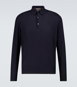 Polo da uomo firmata Loro Piana Polo a maniche lunghe in cotone a maniche lunghe Parzialmente abbottonata sul davanti Moda autunno e inverno Top