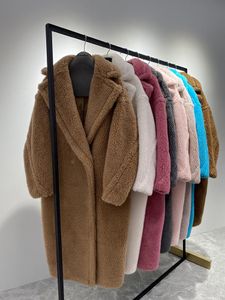 Giacche Cappotto da orsacchiotto Cappotto invernale da donna in alpaca caldo e sciolto Cappotto in lana di cammello Cappotto ampio oversize bianco latte con risvolto casual classico femminile