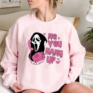 Felpe con cappuccio da donna No You Hang Up Felpa Felpa con cappuccio Valentine Felpe fantasma spaventoso Regalo di Halloween Pullover Ghostface divertenti T230727