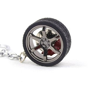 Chaveiro de alta qualidade durável personalidade único criativo carro modificado pinças disco freio roda pneu metal chaveiro 1pc