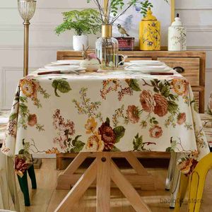 Table Cloth Home Decoration Table Cloth Floral Print Desk Cover Mat Rectangular Tablecloth Flower Wedding Decoration De Table R230727