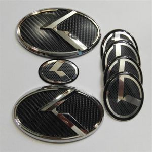 7pcs 3D preto carbono K Emblem adesivo para KIA novo Forte YD K3 2014-2015 emblemas de carro3046