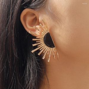 Stud Earrings Metal Porcelain Glaze Sunflower Oil Drop Flowers Pendants For Women Jewelry Retro Geometric Exaggerated Earring