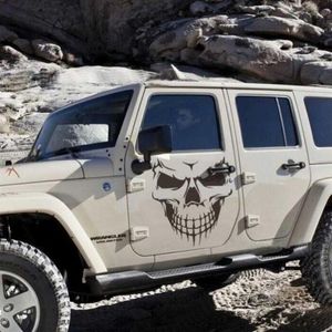 Conjunto de 2 peças de decalques para capa de carro com cabeça de caveira personalidade dominador off-road adesivos modificados para Jeep JEEP Wrangler222c