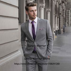 Mens Suits Blazers Grey Resmi Business Blazer Ziyafet Smokin Partisi Prom Slim Fit 2 Parça Set Terno Maskulino Ceket Pantolon 230726