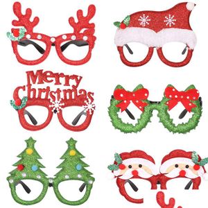 Świąteczne dekoracje kreskówkowe okulary rama błyszczona Santa Snowman Aroy okulary okulasów świątecznych przyjęcia.
