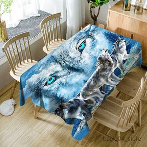 Table Cloth 3d Tablecloth Snowflakes Under Sun Ice Wolf Pattern for Children Decoration Comfortable Waterproof Table Cover Tapete R230727