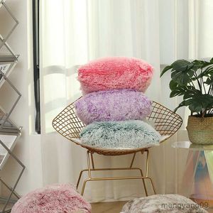 Cushion/Decorative Soft Fur Cushion Cover 45x45cm Cozy Plush Decorative Cover for Living Room Sofa Decor case Pink Grey Cushion Case R230727