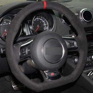 Black Suede Hand-stitched Car Steering Wheel Cover for Audi TT 2008-2013292H