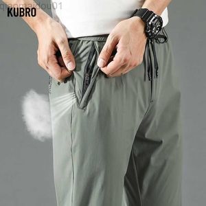 Herrbyxor kubro sommar dagliga is silkes streetwear herrar tunna raka kostym byxor lösa andningsbara draperi harem casual dragstring byxor l230727