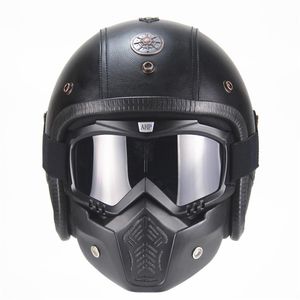 Capacete de motocicleta masculino Four Seasons Rtro Capacete feito à mão personalizado 267J