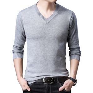 Męskie swetry Tfetters Men Brand Sweter Autumn Slim Sweaters Mężczyźni swobodny stały kolor pullover w dekolcie SWEATER KNIT SWEATER 2307726