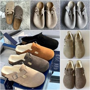 Designer Nya tofflor Boston Cogs Slipper Sandal Autumn Winter Summer Cork Flat Slides Leather Favorite Beach Clog Bag Head Arizona Mayari Woolen Sandal Slippers