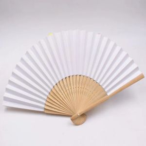 100 pcs/lot 21 cm Wedding White color Paper Hand Fan Wedding Party Decoration Promotion Favor fast shipping LL