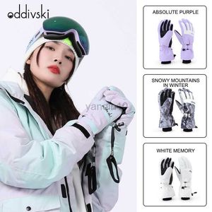 Ski Gloves ODDIVSKI Super Thick Men's And Women's Sub-Finger Gloves Ski Gloves Snow Winter Sports Warm Waterproof Windproof Faux Leather HKD230727