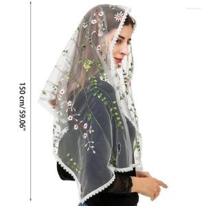 Cachecóis Feminino Lenço de cabeça Tudung Hijab Cachecol para cobrir a cabeça Envoltórios de xale para floral translúcido bordado T8NB