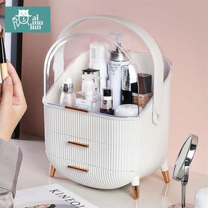 Storage Boxes & Bins Women's Cosmetic Bag And Organization Jewelry Box Makeup Single Drawer Type Desktop Dust-proof Care Prod247r