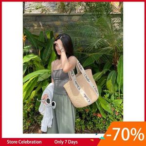 Shopping Bags Shopping Bags 2022 Designer Woody Choles Embroidery Tote Luxury Cholesss Underarm Handbags Straw Woven Handbag Beach Vacation Classical X0r3