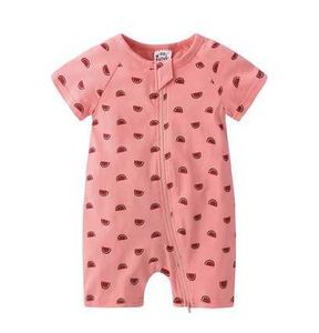 طالب الأطفال العلامة التجارية 2020 أطفال ملابس الفاكهة نمط الطفل بذلة قصيرة الأكمام رومبير رومبير رضيع بوي فتاة Zip Sleepsuit G1221