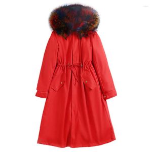 Women's Trench Coats Wholesale Large Quantity Fashion Women Parka Rex RabbitFur Lining Purple Hooded Fur Raccoon Jacket