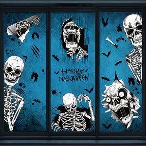 Halloween-Dekoration, Totenkopf-Aufkleber, Halloween-Partyzubehör, Kürbis-Fensteraufkleber, Halloween-Fledermaus-Bluttropfen, elektrostatischer Aufkleber