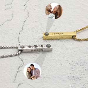Pendant Necklaces Projection P o Bar Necklace Personalized Memorial Gift for Him Dad Boyfriend Custom Birthday Anniversary Gifts Man Jewelry 230726