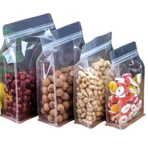 Förpackningspåsar Frosted Stand Up Matte Plastic Pastic Pås påsar genomskinlig platt bottenpåse lukt Proof Coffee Snack Cookie Packaging Pouches OT6GU