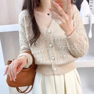 Women's Knits Jmprs Korean Loose Knitted Cardigan Female V Neck Buttons Casual Sweater Sweet All Match Preppy Style Fashion Solid