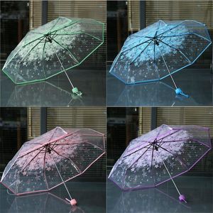 Umbrellas Romantic Transparent Clear Flowers Bubble Dome Cute Designer Goth Umbrella for Wind Heavy Rain Women Sun Umbrella 230727