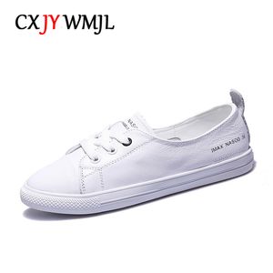 Scarpe eleganti CXJYWMJL Sneakers casual in vera pelle per donna Taglie forti Scarpe da skate primavera estate Scarpe vulcanizzate da donna Little White 230726