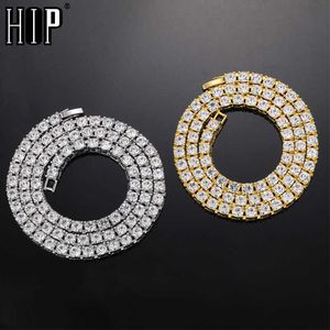 Hip Hop 345mm Bling Iced Out 1 Row Tennis Chain Aaa + Collane con strass in pietra per donna Uomo Girocollo gioielli