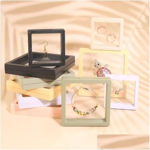 Jewelry Boxes Pe Film Storage Box 3D Transparent Floating Ring Case Earring Necklace Bracelet Display Holder Dustproof Exhibition Orna Ottj5