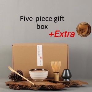 Xícaras de chá 6 pçs conjunto matcha conjunto presente tradicional batedor de bambu colher cerâmica Matcha Tigela Whisk Holder conjuntos de chá japonês 230727