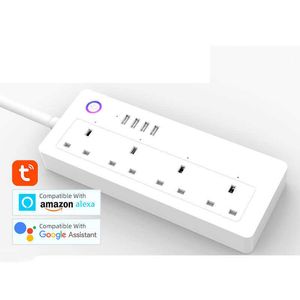 Smart Power Plugs Smartlife Power Strip Wifi Smart Power Strip Plug 4 EU Socket Outlets With 4 USB Port Control with Alexa Home Assistant HKD230727