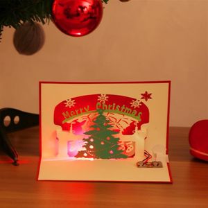 Greeting Cards Merry Christmas Card With Light&Music 3D UP Stereo Blessing Tree Friends Xmas Gifts Wishes Postcard181l