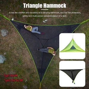 Gadgets ao ar livre Camping Hammock Giant Aerial Travel Sleeping Swing Bed Multi Person Triangle Nylon Rope Garden 230726