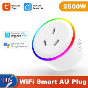 Smart Power Plugs Au Smart Plug Tuya WiFi Australia Socket SCOPE LIGHT SCOCHE 2500W APP Il tempo di sottocontrollo funziona con Alexa Assistant IFTT HKD230727