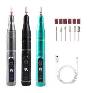 Kits 35000rpm Rechargeable Nail Drill Hine Electric Nail File Portable Nail Polisher with 6 Bits and Led Display New Design